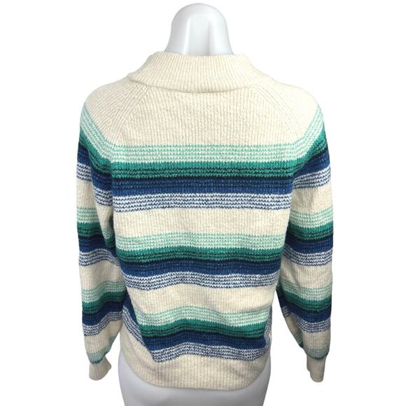 Gap Multicolor Striped Forever Cozy Ribbed Knit Mock Neck Pullover Sweater Top S - Picture 2 of 4